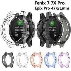 Protective Case For Garmin Fenix 7 7S 7X Pro Solar 6 6S 6X Pro TPU Transparent Protector Smart Watch Strap Silicone Bumper Cover