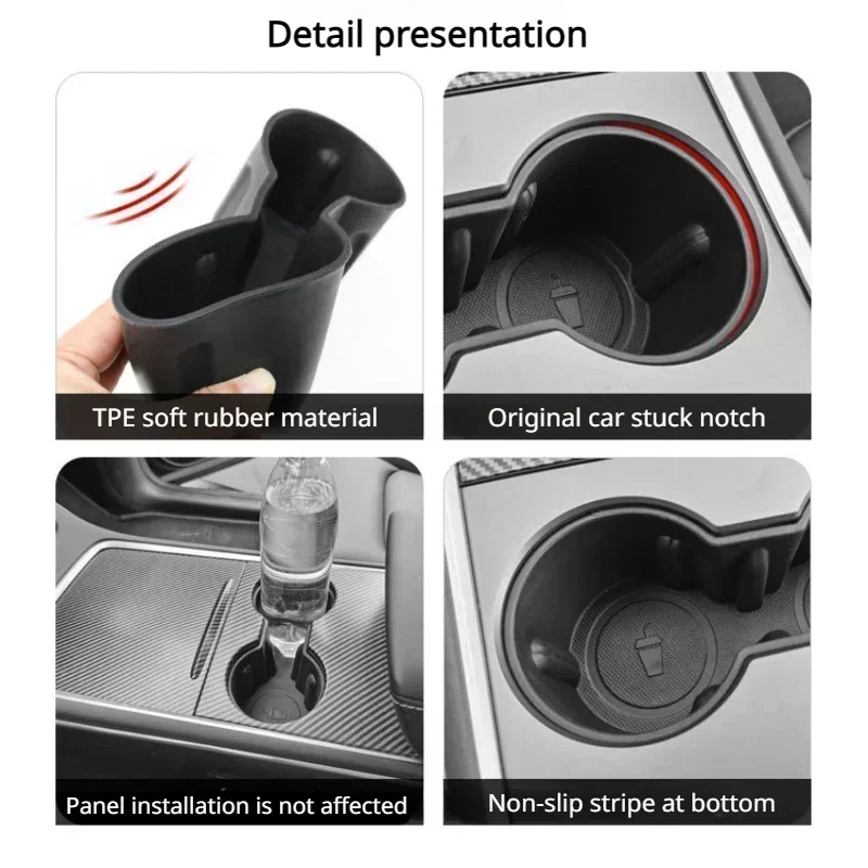 Central Control Cup Holder for New Tesla Model Y 3+ TPE Double Water Cup Storage Stand  for Model3 Car Interior Accessories 2024