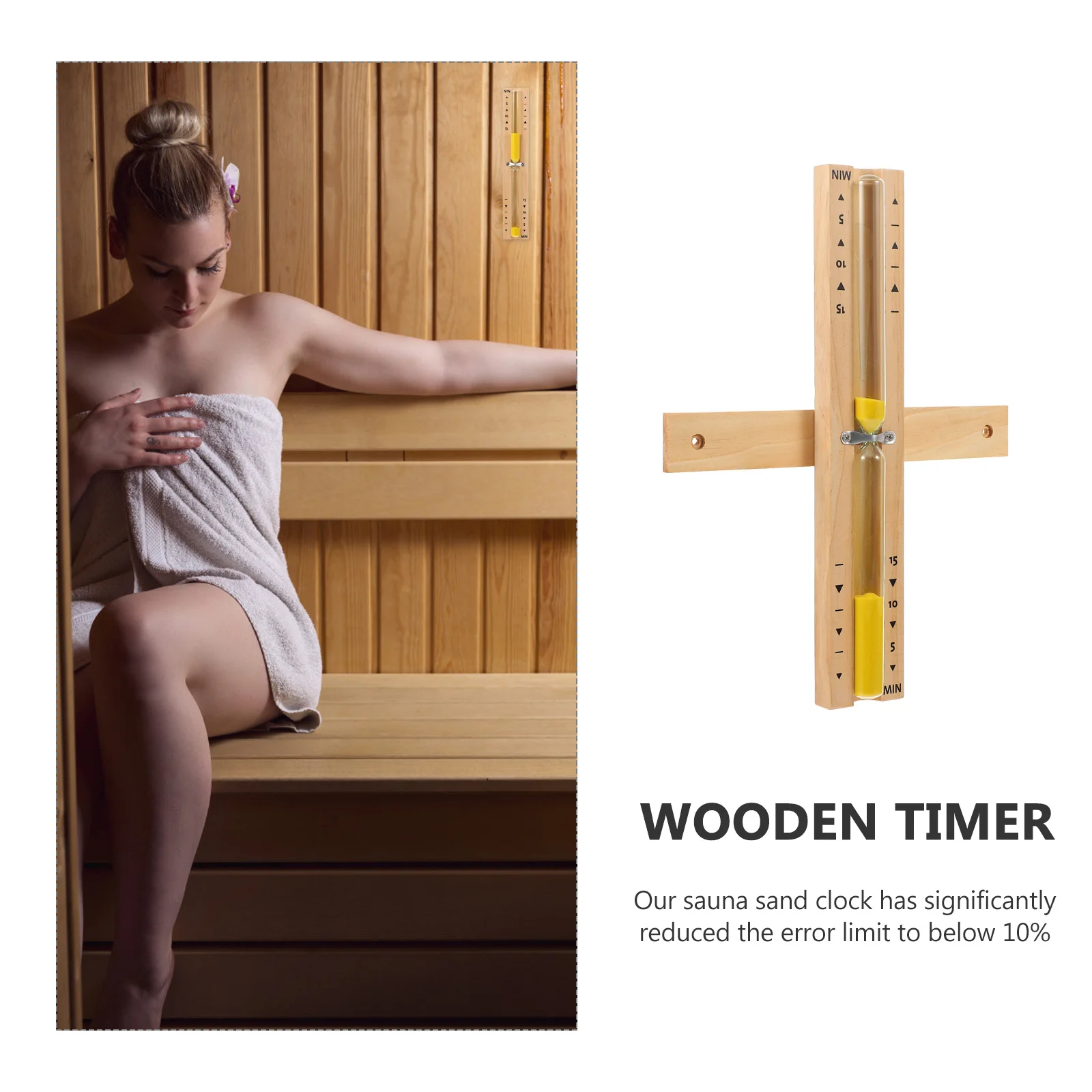 

Sauna Hourglass 15 Minutes Timer Heat Resistant Natural Sand Clear Vision Handmade Wood Family Decor Wooden Timer