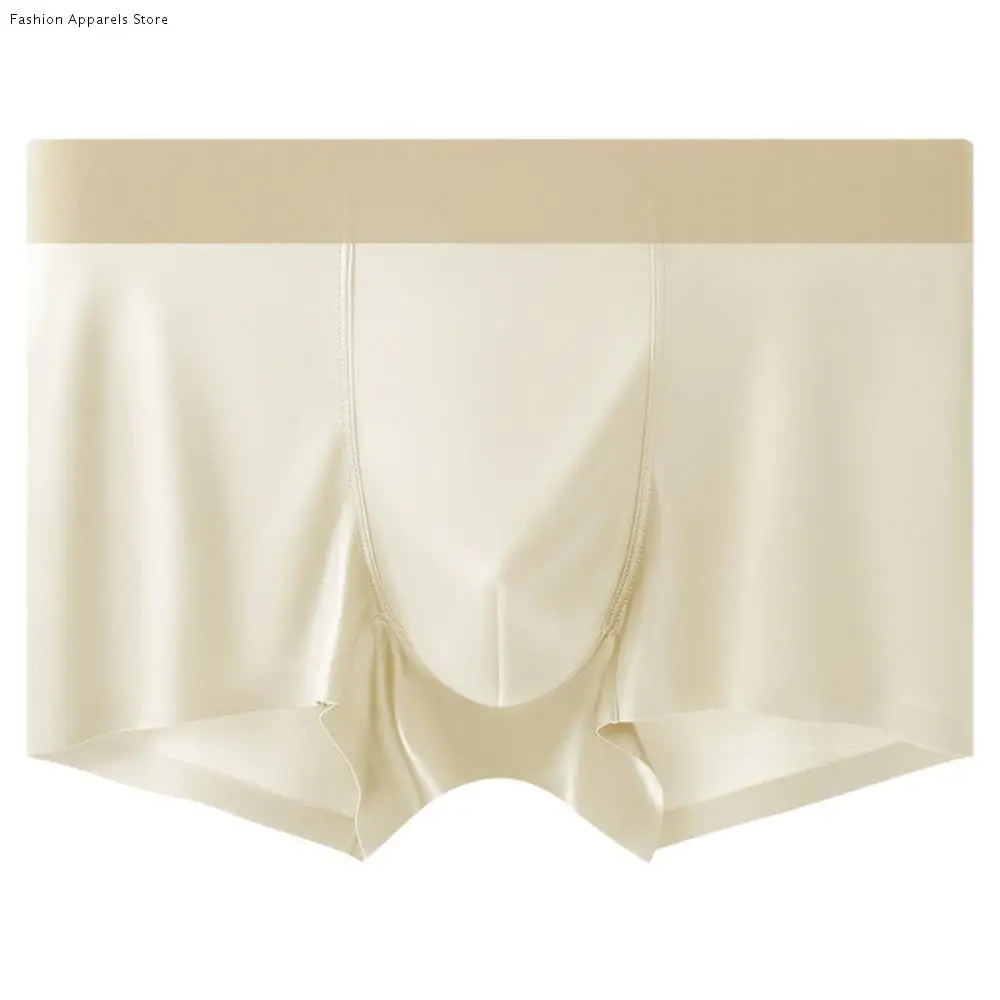 

Fashion Thin Satin Silk Boxer Briefs Seamless Underpants Ice Silk Boxers Mid Waist Lingerie Underwear for Men Daily