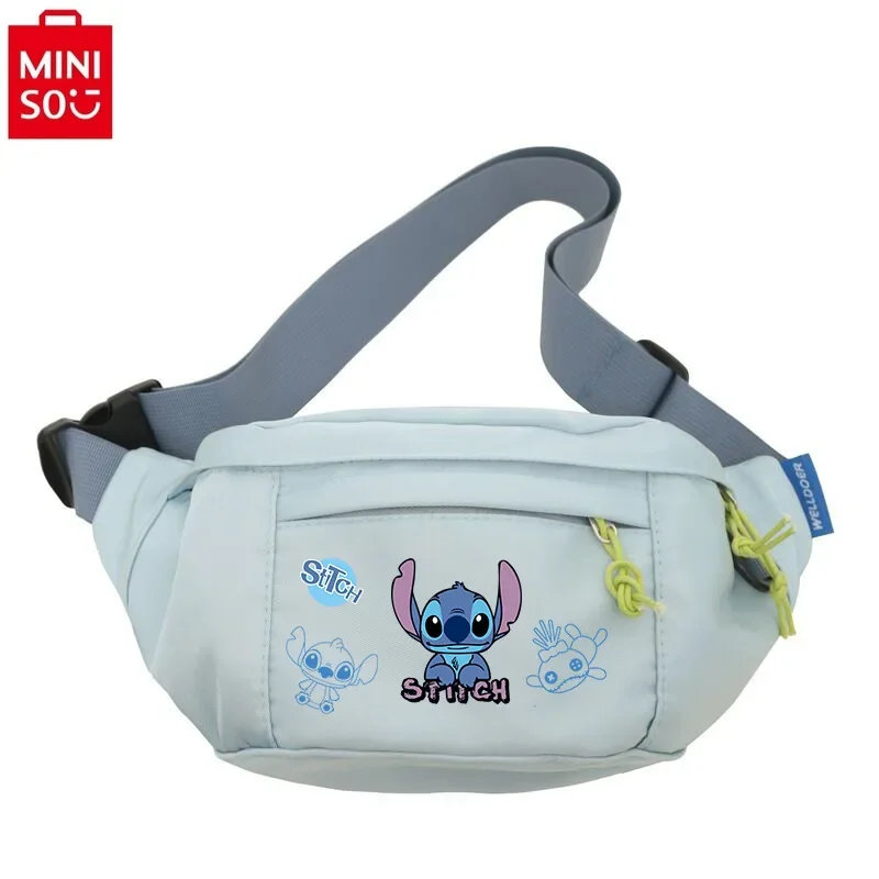 MINISO   Disney Cartoon Stitch Anime Cute Waist Bag Student Couple Versatile Multi functional Storage Chest Bag