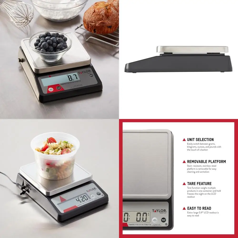 

Цифровые весы для контроля порций, 5 кг, точность до 0,1 унции, функции тарирования и удержания, сертифицированы NSF, нержавеющая сталь