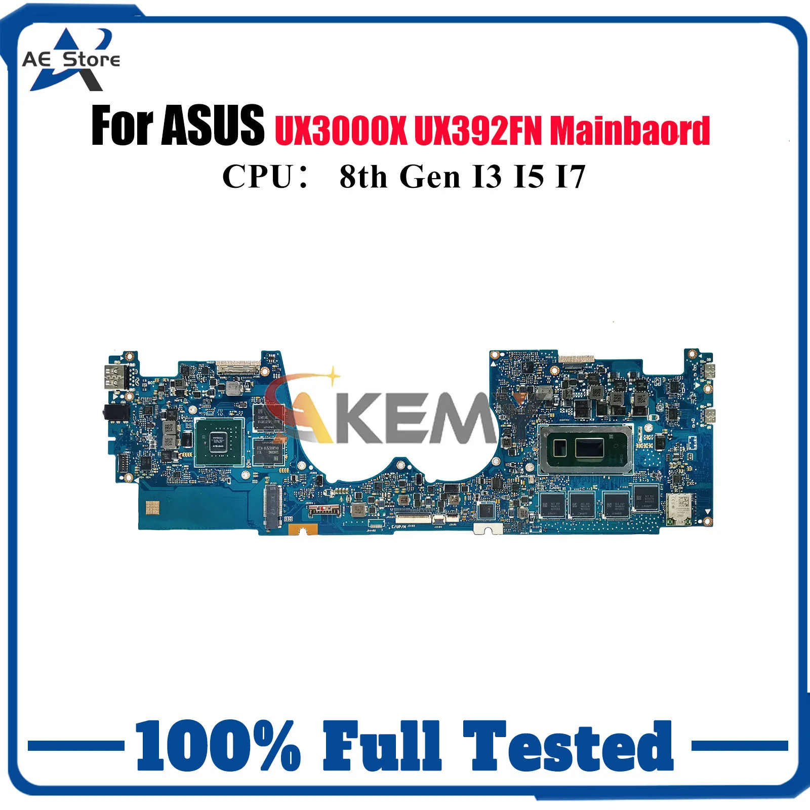 

UX392FN Laptop Motherboard For ASUS ZenBook UX3000X S13 UX392FN UX392F Notebook Mainboard With I3 I5 I7 CPU 100% tests OK stk