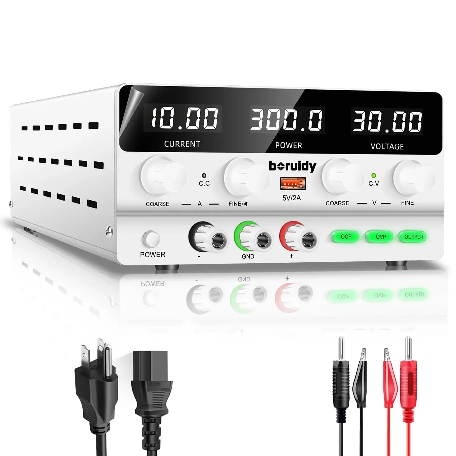 

DC Lab Bench Output Switch/OCP/OVP SMPS Adjustable 30V 10A Encoder Variable Power Supply 12V 24V Lithium Switching Power Supply