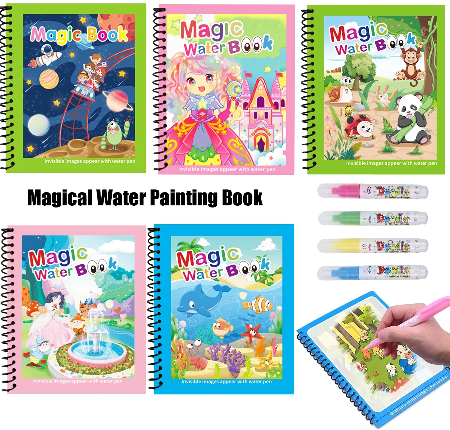 Reusable Painting Book Montessori Coloring Book With Pen Magic Water Drawing Book Sensory Early Education And Learning Toys