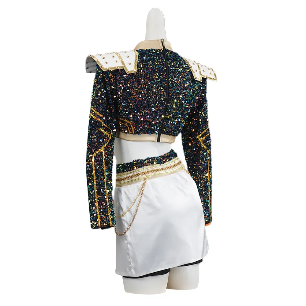 Zestaw Kostiumów Cosplay Demon Hunters Zoey dla Kobiet, Błyszczący Strój Kpop, Peruka Zoey, Stroje Cos dla Dziewczynek, Rekwizyty na Halloween, Huntrix