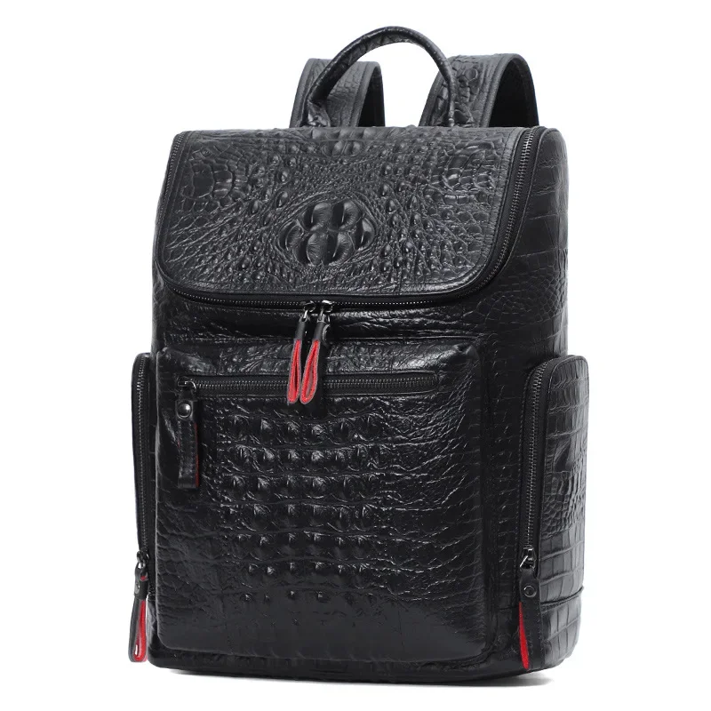 New Brand Alligator Genuine Leather Men Backpacks Fashion Real Natural Leather Student Backpack Boy Luxury Computer Laptop Bag