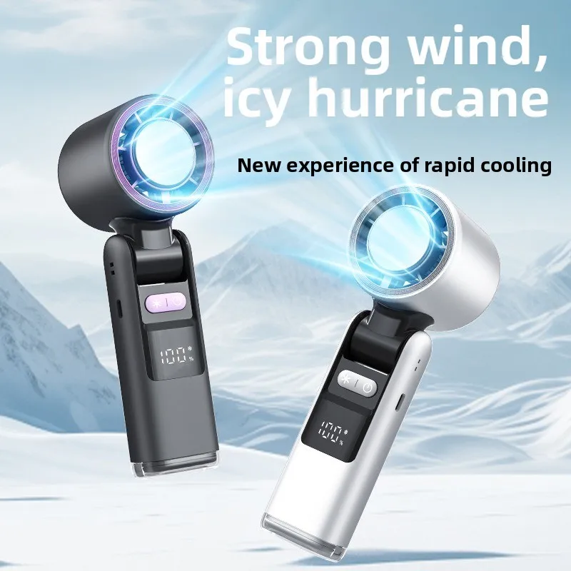 

New Handheld Cooling Fan Violent Turbo Small Mini Charging Folding Portable Ice Compress Small Fan