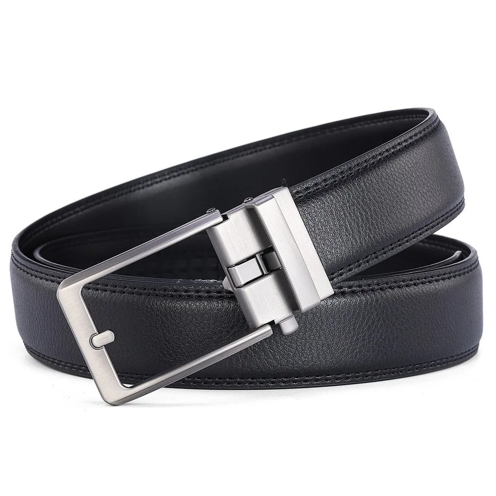 Soft 3.5cm Width Men Belt Zinc Alloy Cowskin Leather Waist Belt Metal Pin Buckle Waistband Men's Business Belt Women
