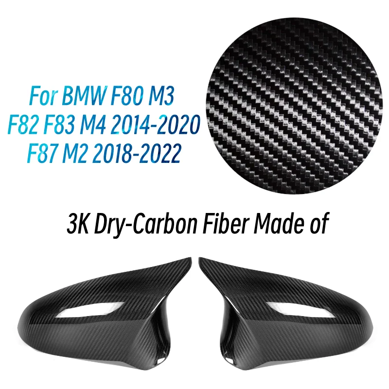 For BMW M3 F80 M4 F82 F83 Mirror Cover Waterproof Real Carbon Mirror Replacement Style & Forged Carbon Style RHD 2014+