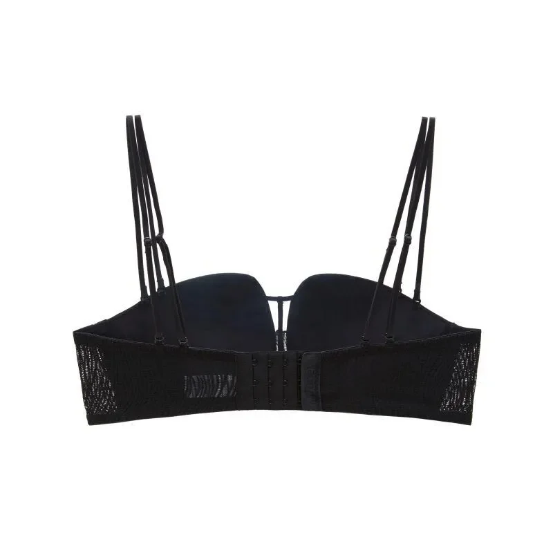 Women's Wireless Push Up Lift Support Back Smoothing Seamless Bra Comfortable Everyday Lingerie Black