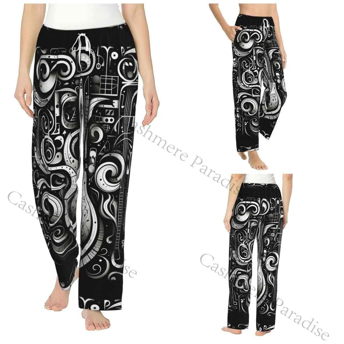 

Music Notation Women Sleep Pants Warm Flannel Lounge Pants for Winter Nights