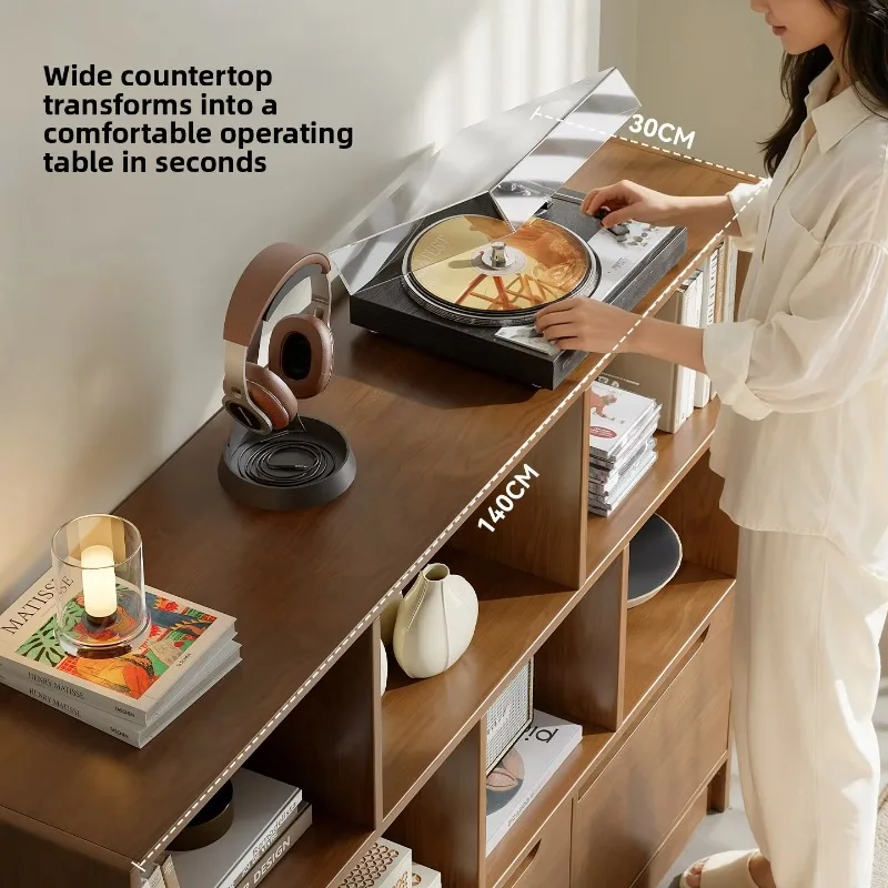 Oak Wood Modern Multi-functional Save Space Bookcase Storage Cabinet for Living Room and Kindergarten Low Floor Display