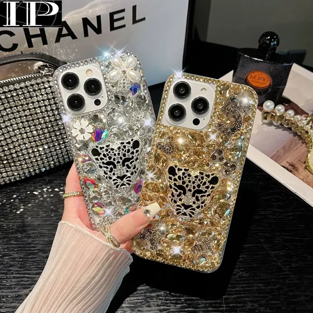 Luxury Bracelet Diamond Leopard head Rhinestone Case For iphone 15Pro 14Plus 13 12 Mini 11Pro MAX XSMAX XR 7 8 PLUS Phone Cover