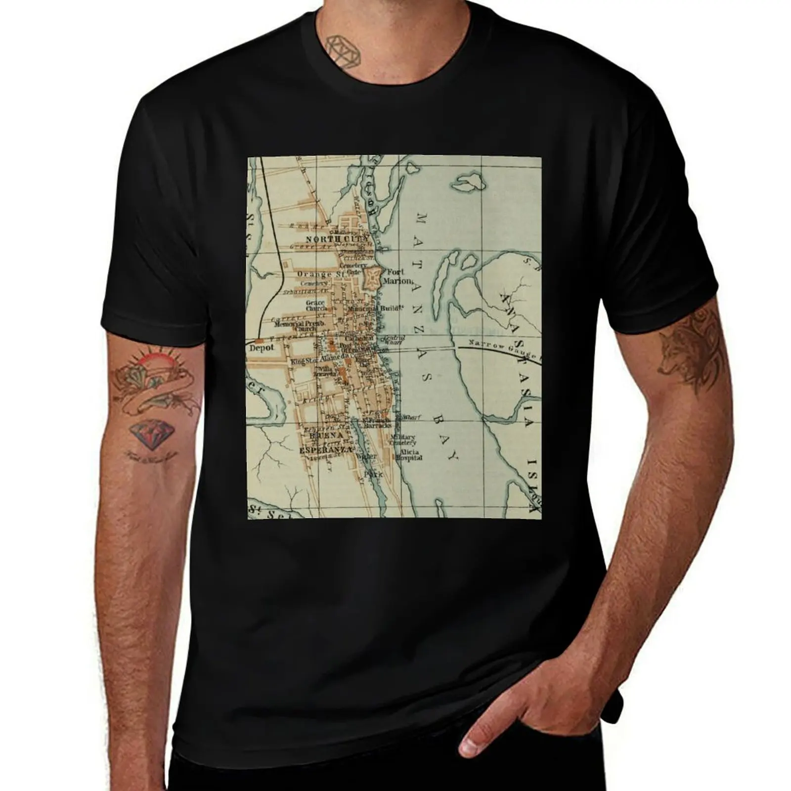 

T-Shirt of St luxury t man shirt FL luxury shirt man t Map Vintage (1904) Augustine