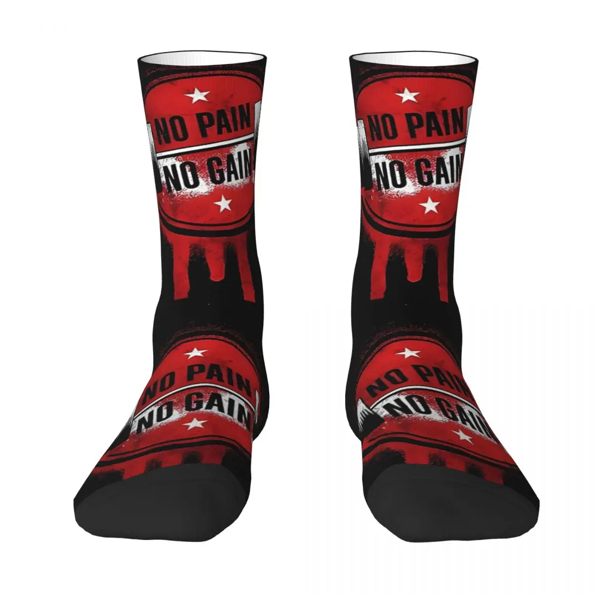 Funny Happy Sock for Men No Pain, No Gain Hip Hop Quality Pattern Printed Crew Sock Seamless Gift