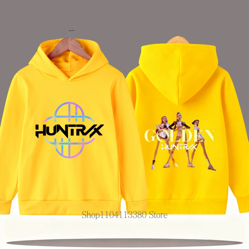 KPop الذهبي الجرافيك طباعة الأطفال هوديس خريف شتاء الفتيات الفتيان أزياء عارضة مضحك كم طويل قمم الصوف الاطفال بلوزات