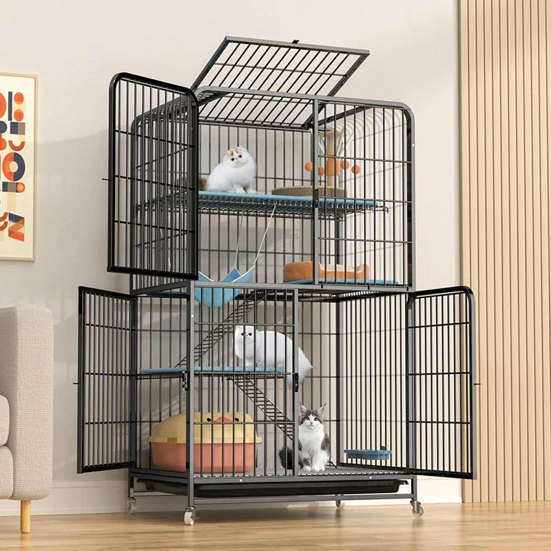 Cat cage household indoor cat villa with toilet integrated large free space does not occupy an area