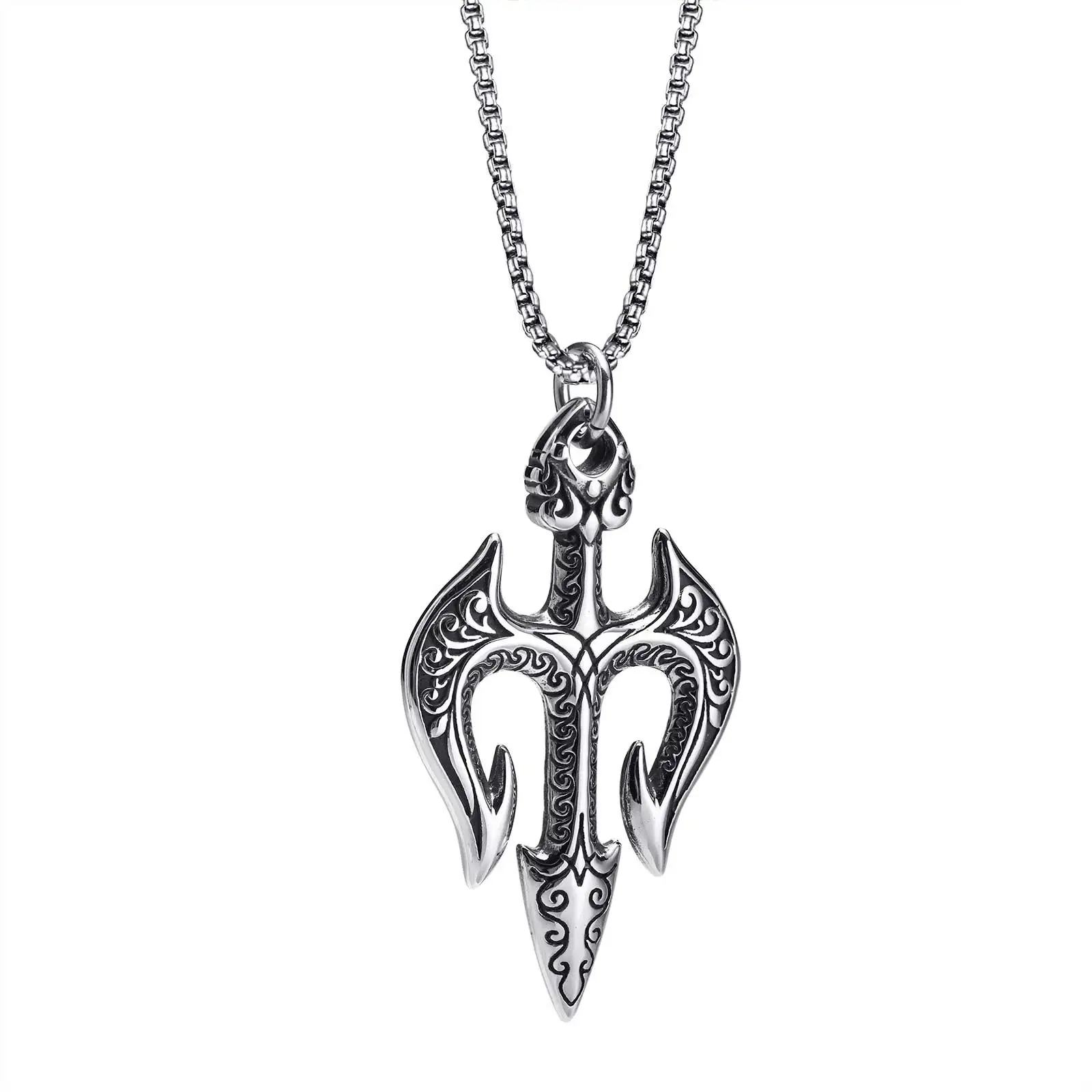 Neptunes Trident Pendant for Men, Trident of Shiva, Trishula, Poseidons Spear Necklace, Stainless Steel Mens Necklace - Image 6