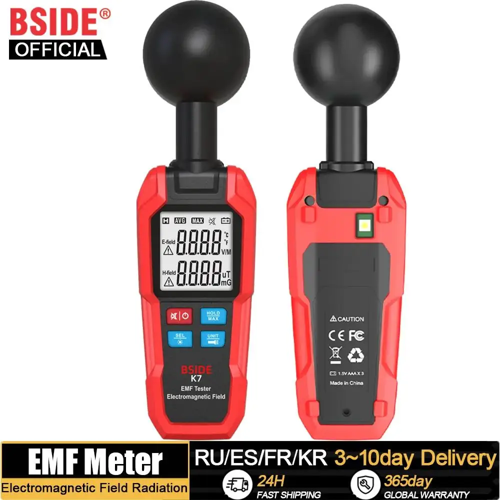 

BSIDE EMF Meter Professional Electromagnetic Field Radiation Detector Handheld Radiator Electric Magnetic Dosimeter Geiger Test