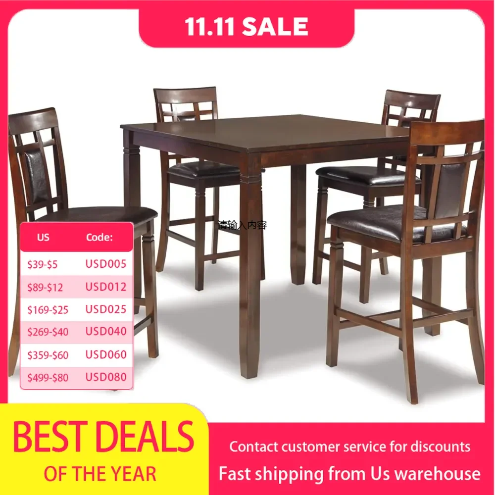 Bridson 5 Piece Counter Height Dining Room Set Including Table and 4 Bar Stools, 42.13 x 42.13 x 36 inches