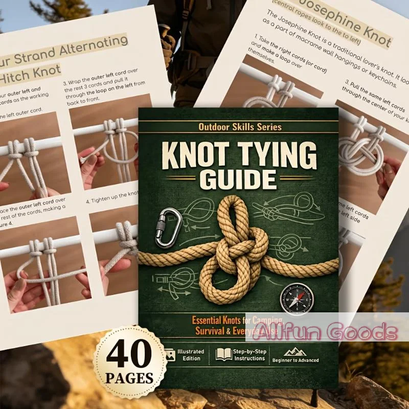 [T5]50 Essential Knots Tying Guide Book Step by Step Instructions Survival Camping Outdoor Preparedness Tool
