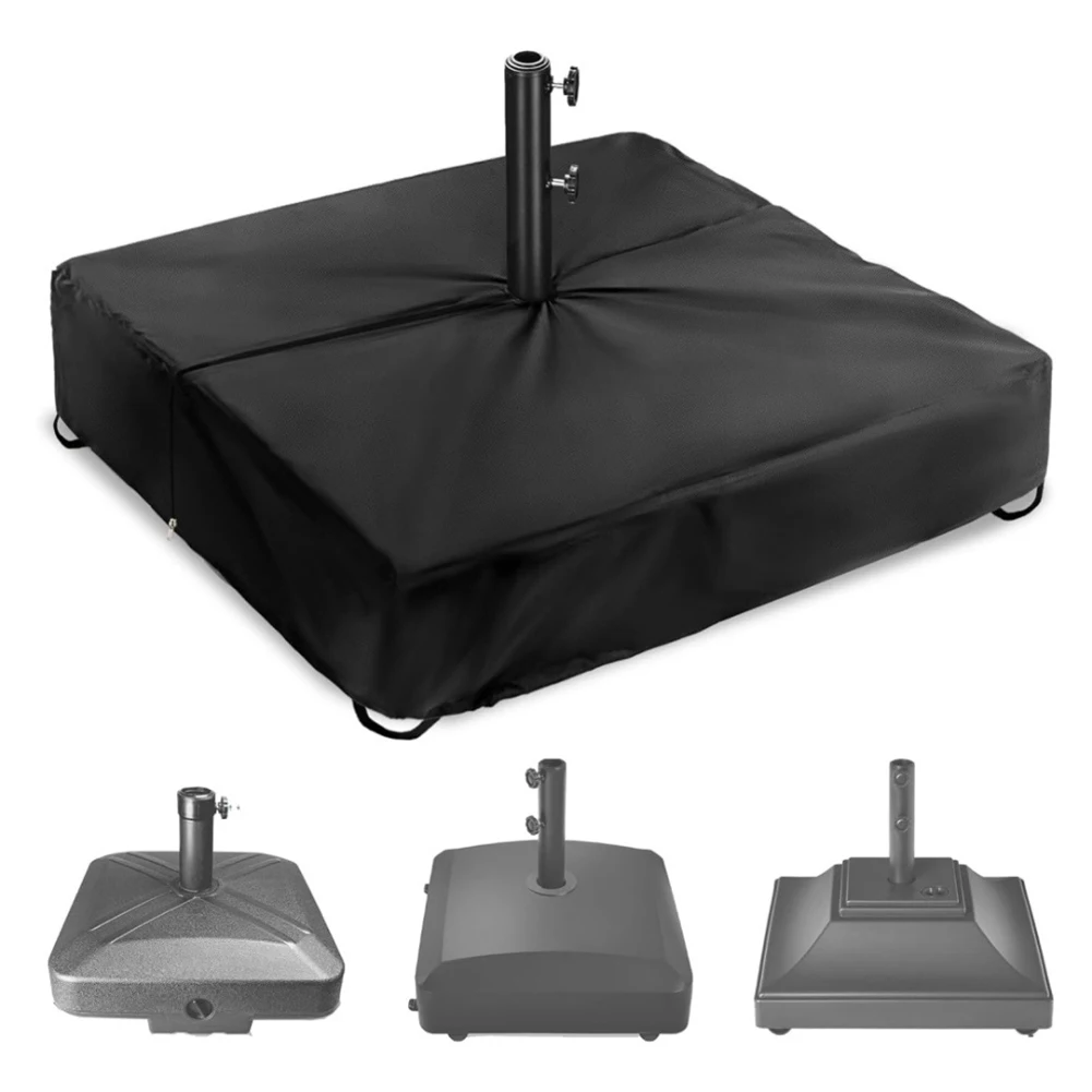 Duty Black 600D Patio Umbrella Base Cover With Elastic Rope For Outdoor Square Stand Waterproof Rain Protection Garden Acc