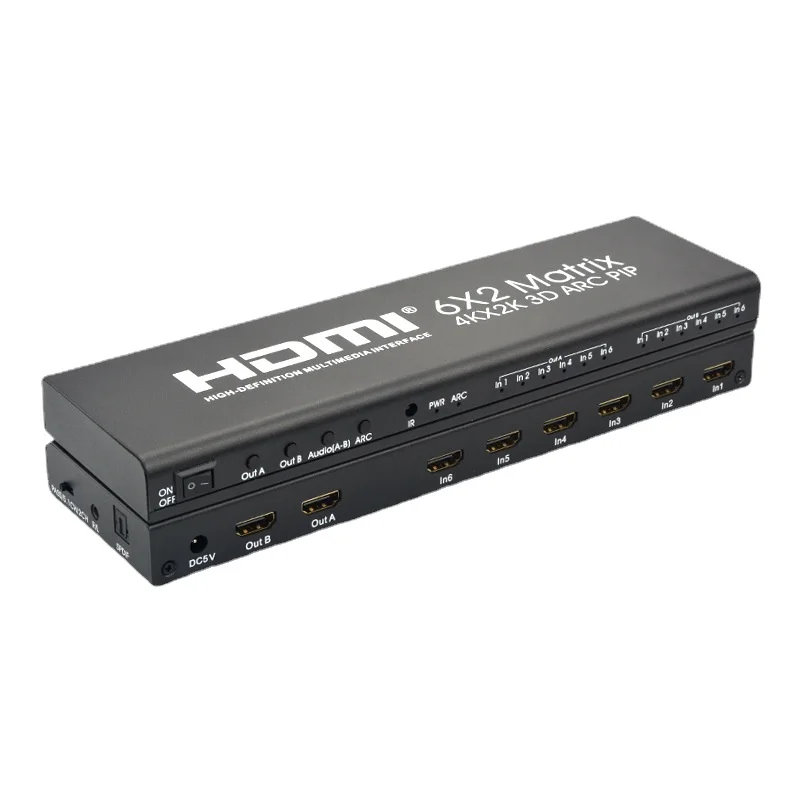 Factory Direct HDMI Matrix 6x2 - HD Switching Distributor with 6 Inputs 2 Outputs, Picture-in-Picture, ARC Audio Return