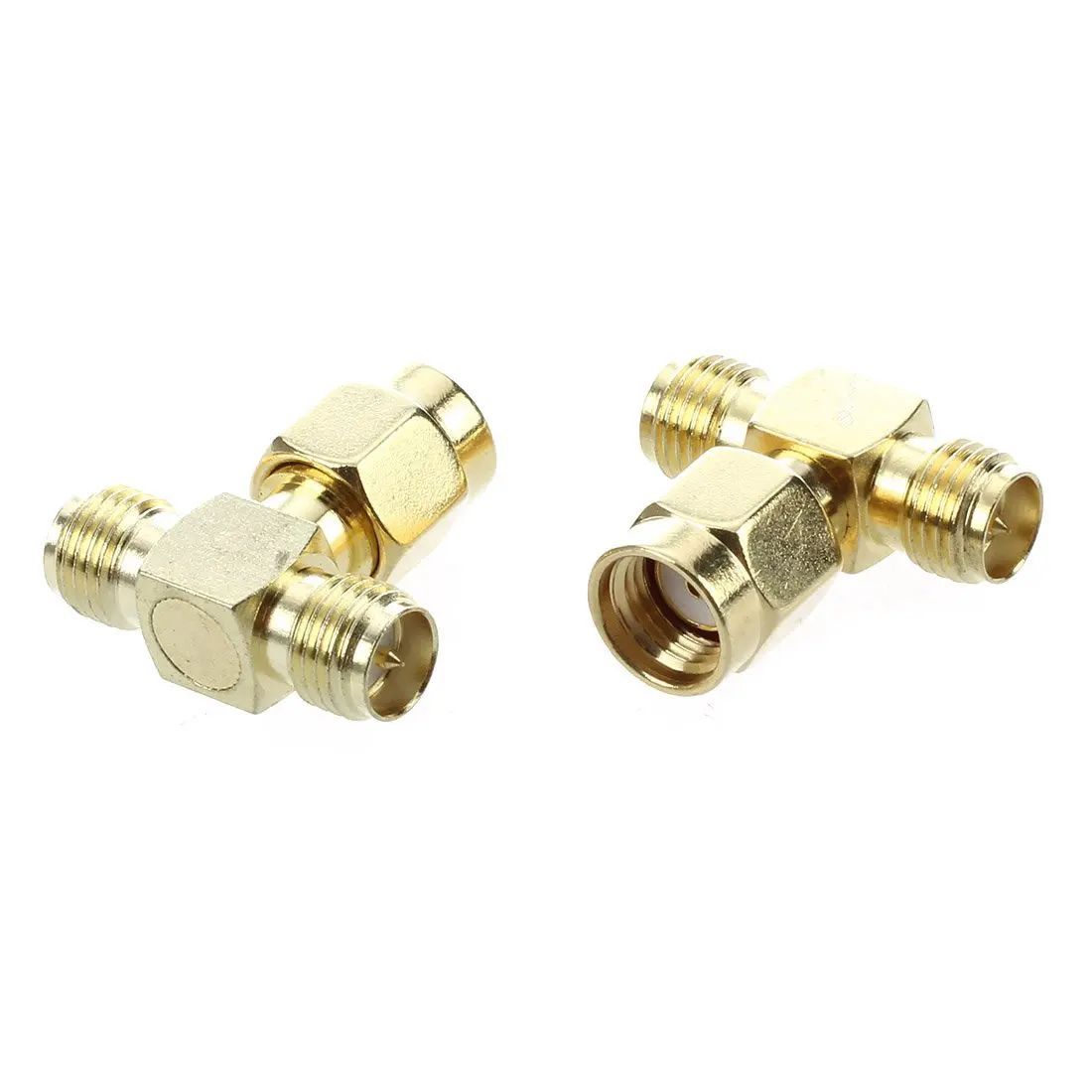 Conector de adaptador de RF de 3 vías, divisor de 2 piezas RP SMA macho a dos RP SMA hembra Triple T