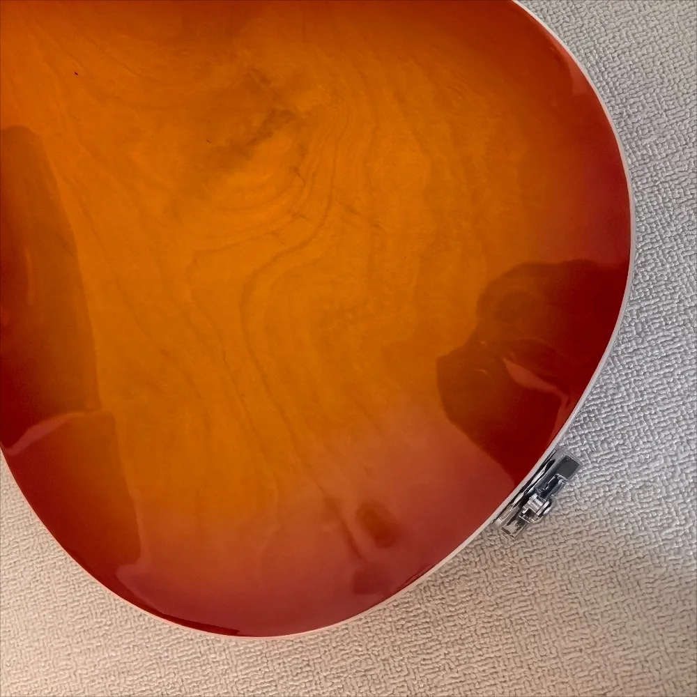 Honey Sunburst Flame Maple 6 String Electric Guitar Solid Mahogany Body Semi Hollow Tremolo Warm Vintage Tone for Jazz Blues Rock