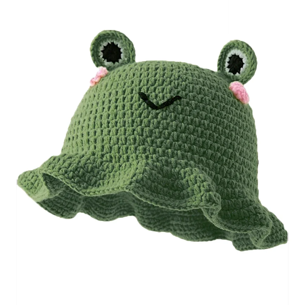 

Hand Crocheted Neutral Cartoon Animal Knitted Hat Cute Ears Hip Fisherman Style Suitable forParty Ruffled HipHop Cosplay Outfits