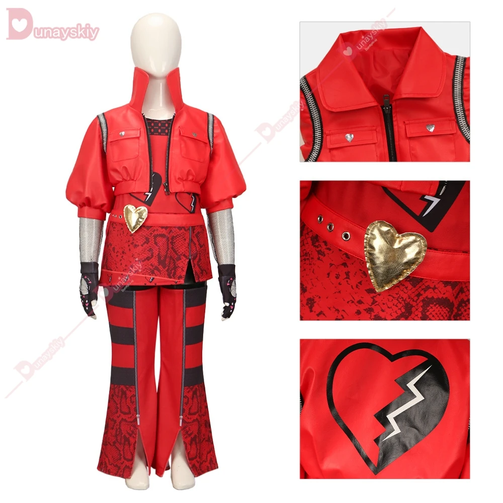 Kids Girls Princess Red Cosplay 2024 Movie D-Descendants Rise Fantasia Costume Children Disguise Outfit Halloween Party Suit