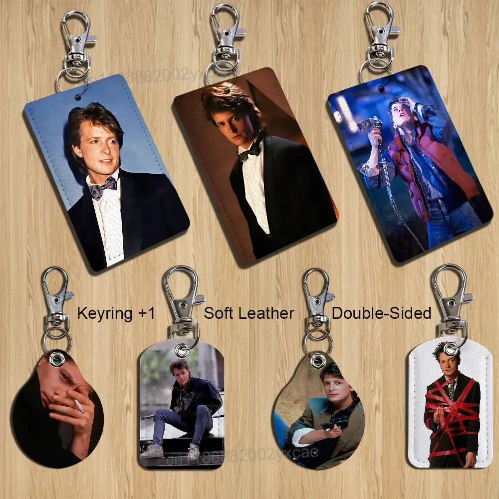 

COOL M-Michael J. Fox Keychain Holder Suitable For Subway Bank Card Bus Card Case Badge Holder Wallet Card Textured pattern