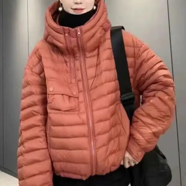 Trendiger Jaet-Damenmantel aus Baumwolle mit Kapuze und Reißverschluss, lässig, vielseitig, warm, hoher Kragen, langer Sve-Farbmantel