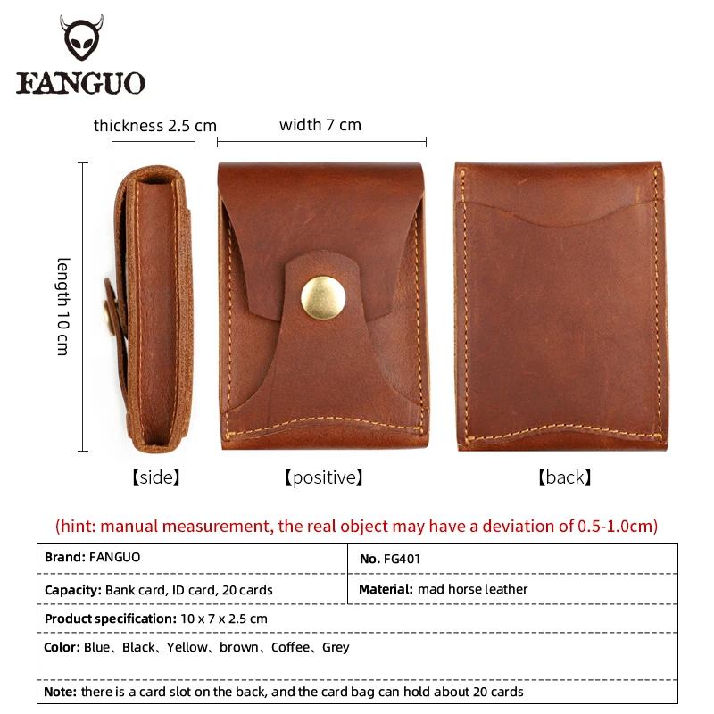 Casual Card Holder Bag Handmade Genuine Leather Credit Card Slot ID Card Case Men Women Portable Storage Coin Purse Card Wallet
