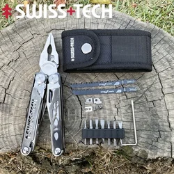 SWISS TECH-Alicate Multitool Folding Multi Tool, Tesoura Cortador, substituível Lâmina de serra, EDC, Outdoor Camping Equipment, 37 em 1