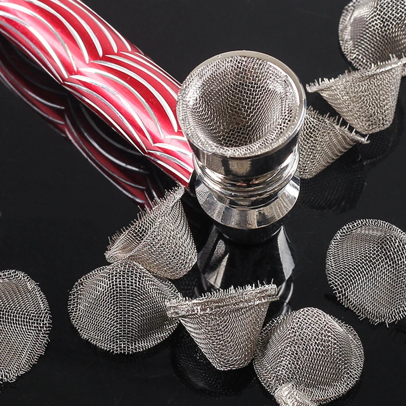 20Pcs Dry Pipe Metal Filter V-Shaped Mesh Pipe Accessories Combustion Net Tobacco Pipe Stainless Steel Hookah Filter Net