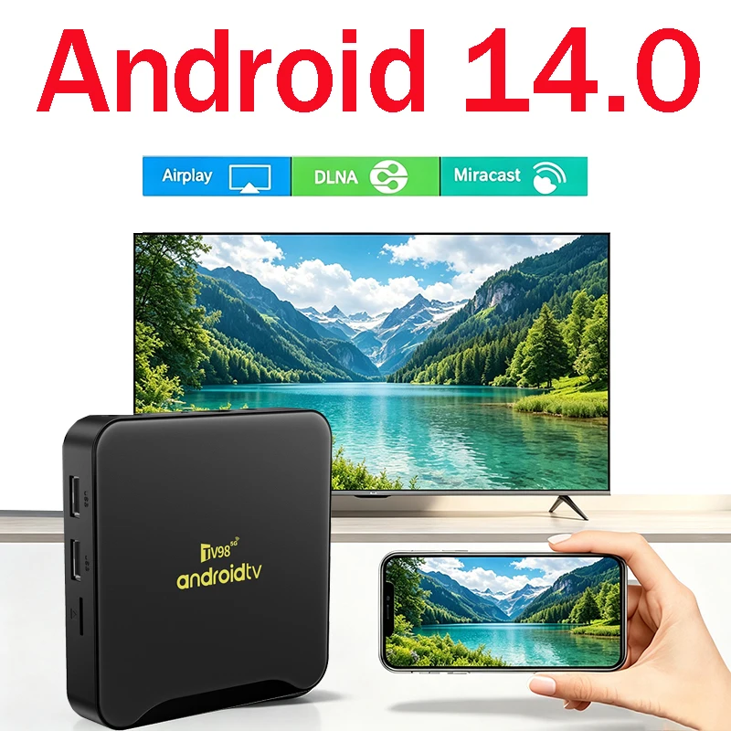 Set Top Box Android 5G TV98 RK3518 Dual WiFi 4G Voice Assistant BT5.0 1GB 2GB 8GB 16GB 8K 4K HD X12 Media Player IPTV TV Box
