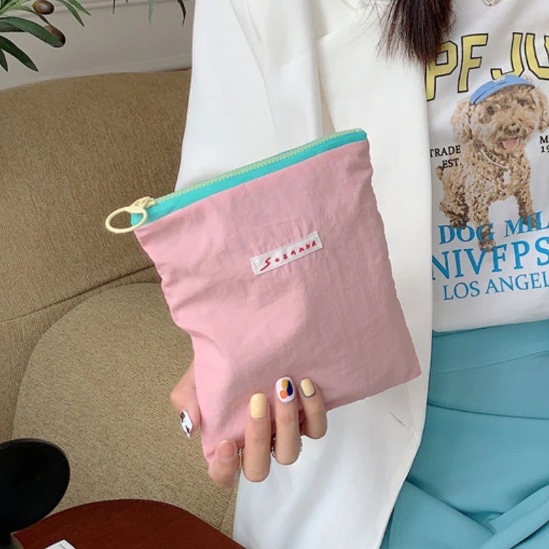 Contrast Color Women Small Cosmetic Bags Portable Ladies Lipstick Storage Bag Girls Mini Clutch Coin Purse Female Handbags Pouch