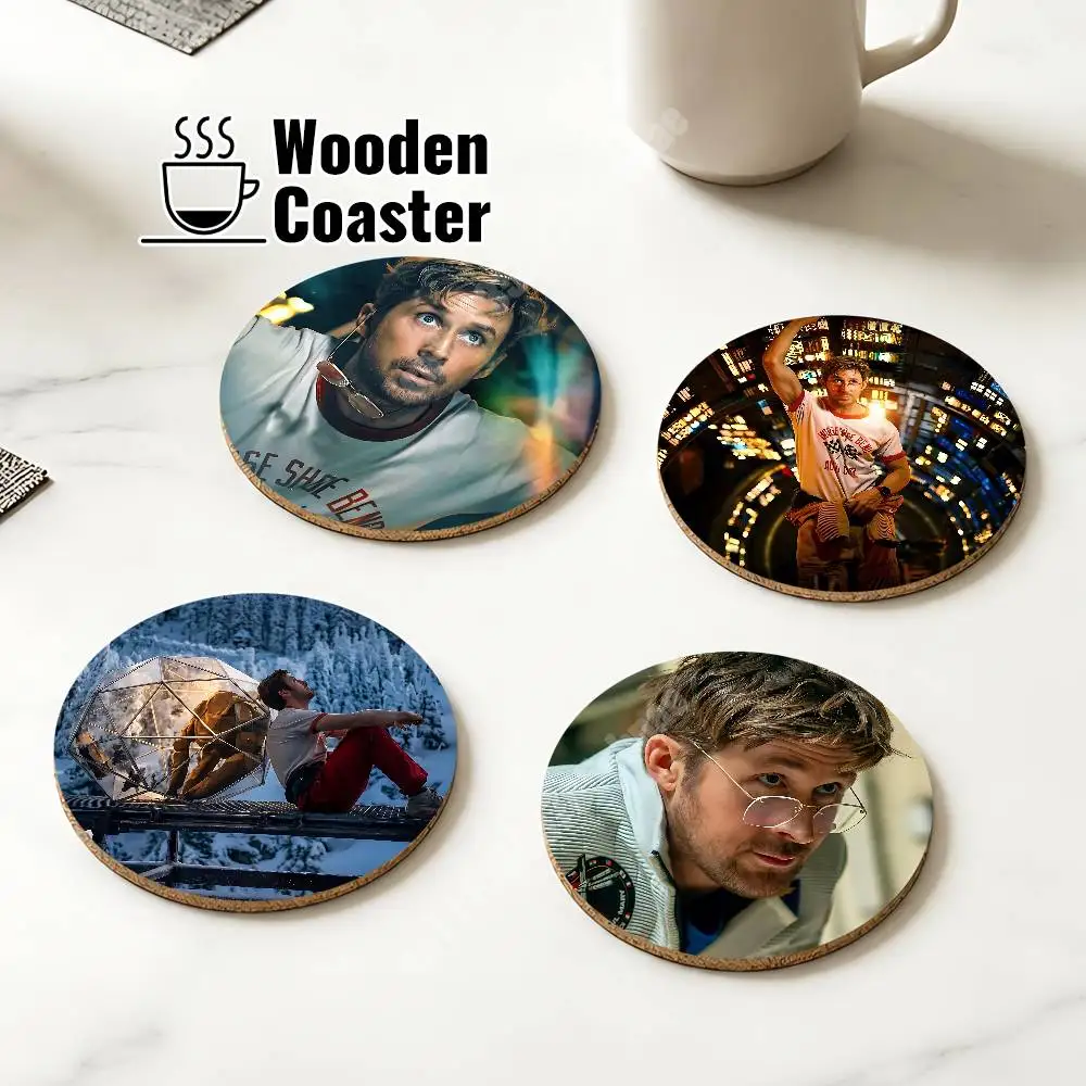P-Project H-Hail M-Mary Movie Wooden Cup Mat Espresso Whiskey Soda Water Coaster for Dessert Store