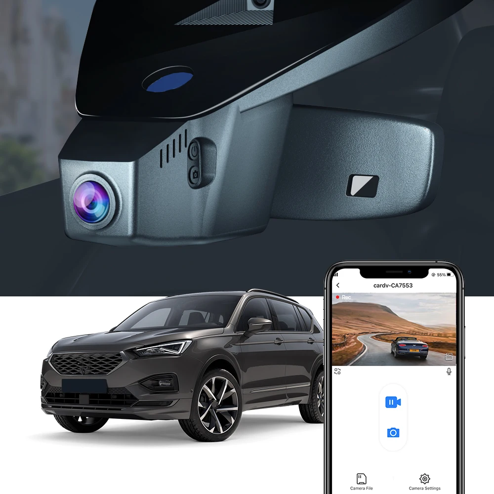 Car Camera for Seat Tarraco 2019 2020 2021 2022, FITCAMX 4K 2160P Dash Cam, WIFI Connection APP Control