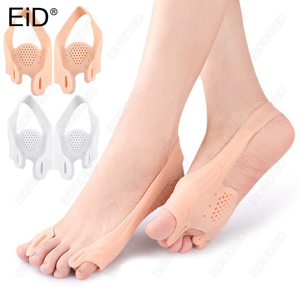 Separador de dedos de doble agujero para hombre y mujer, Corrector de juanete, órtesis de Hallux Valgus, absorción de impacto gruesa, almohadillas antidesgaste, 1/2 pares