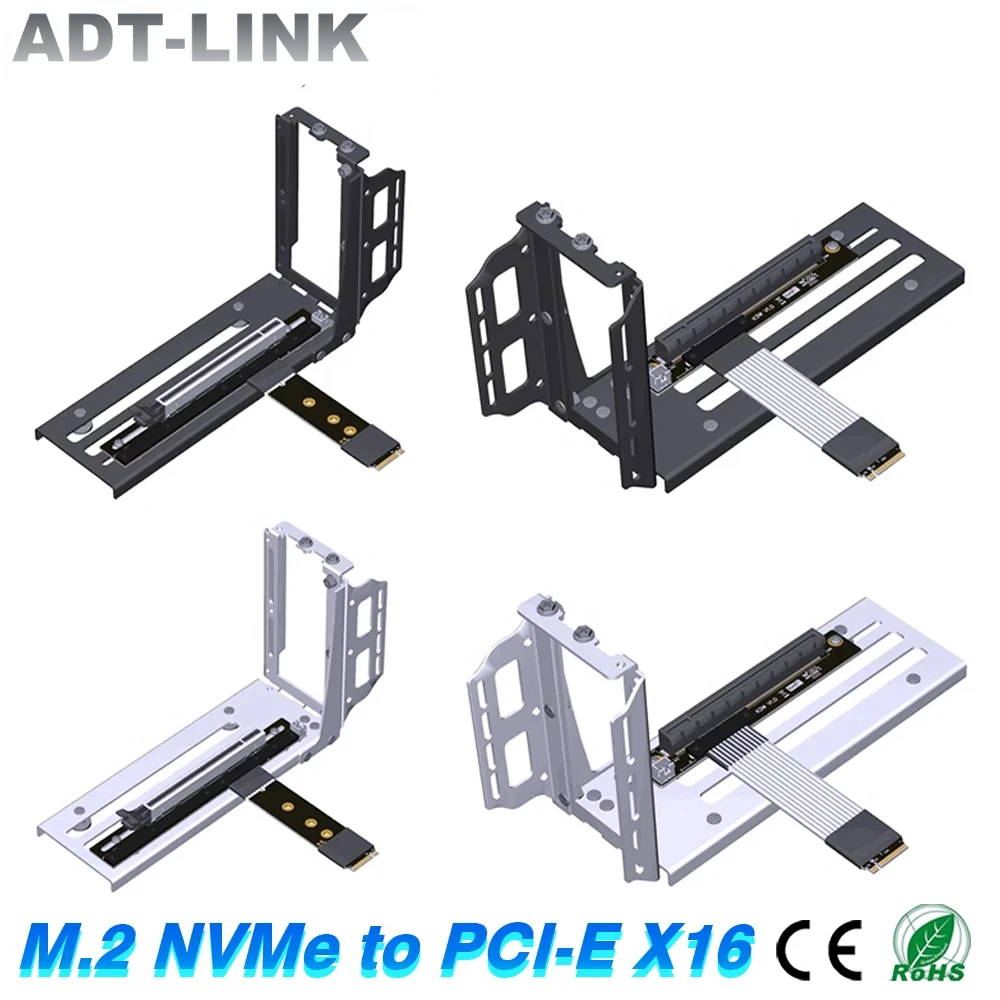 

ADT-Link M.2 NGFF NVMe STX Mainboard Graphics Card Bracket Extender Cord to PCIE 4.0 x16 90 Degree Turn Angled 16x Riser Adapter