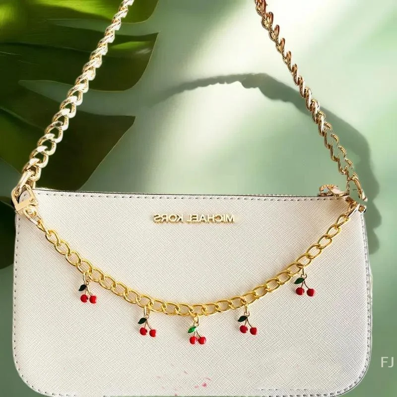 

Ornamental Chain Strap for Handbag with Cherry Pendant, Replacement Purse Handle