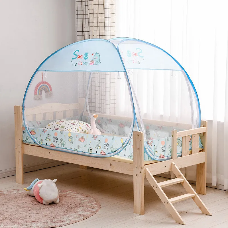 

Yurt Children Mosquito Net Double Doors Shading Anti-fall Crib Mosquito Net Double Zipper Foldable Mosquito Net Outdoor Tent