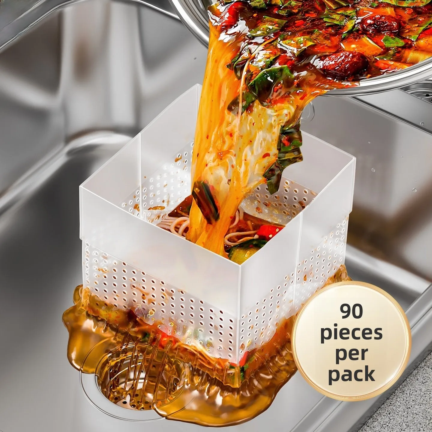 キッチン垂直排水バッグ使い捨てシンクストレーナーバッグ食品廃棄物バッグ詰まり防止断熱バッグゴミ袋