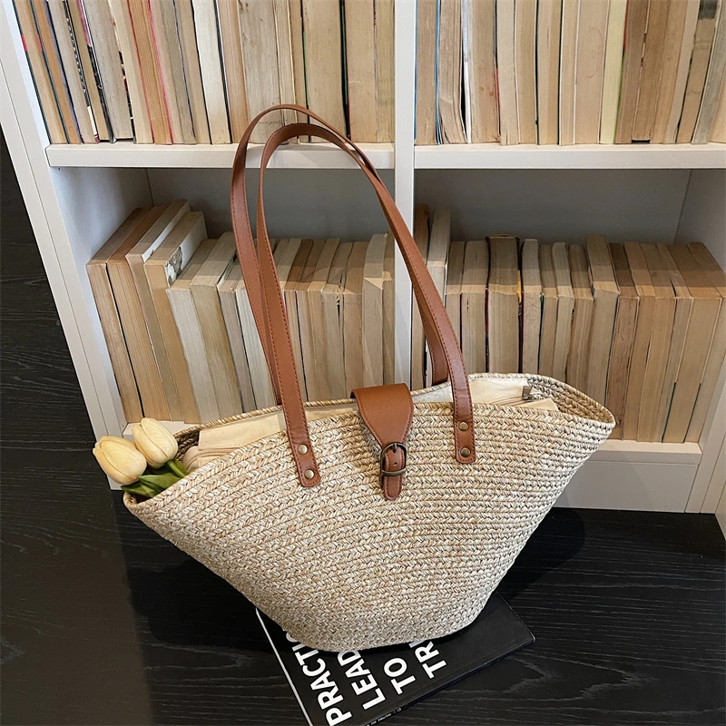 

Модные летние сумки на плечо для женщин, дизайнерская пляжная соломенная сумка, летняя дорожная сумка, пляжная сумка-тоут большой вместимости, женская сумка