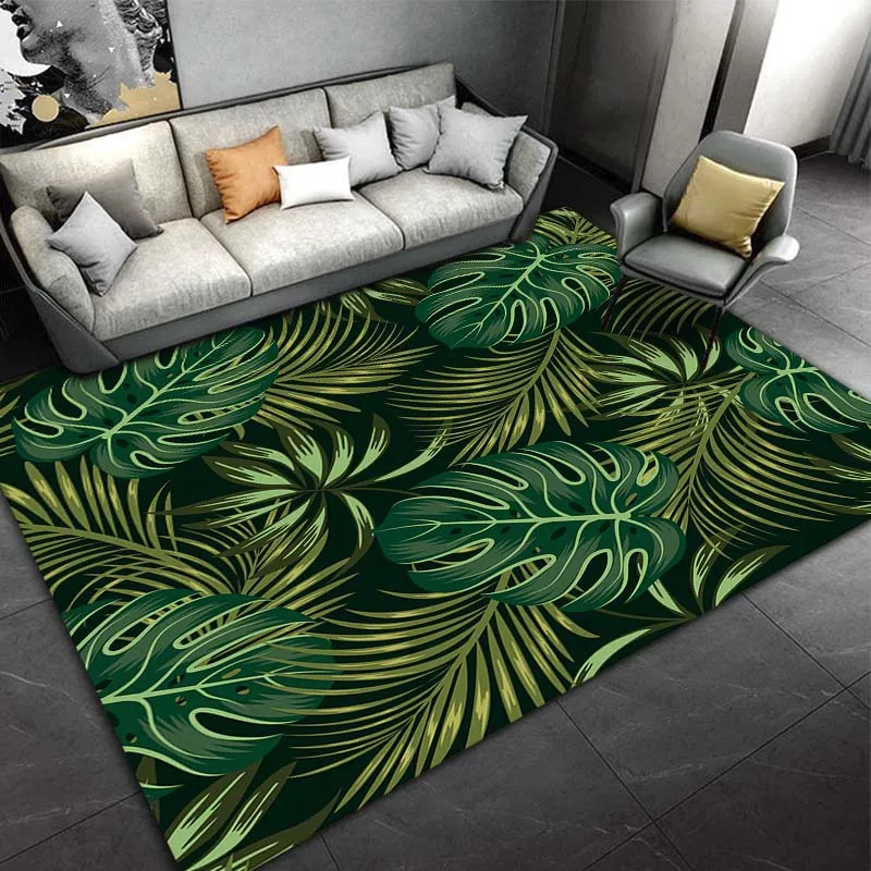 LARGE SIZE Tropical Tropical Rain Forest Leaf Pattern Carpet for Living Room Bedroom Decor Sofa Table Large Area Rug Bathroom