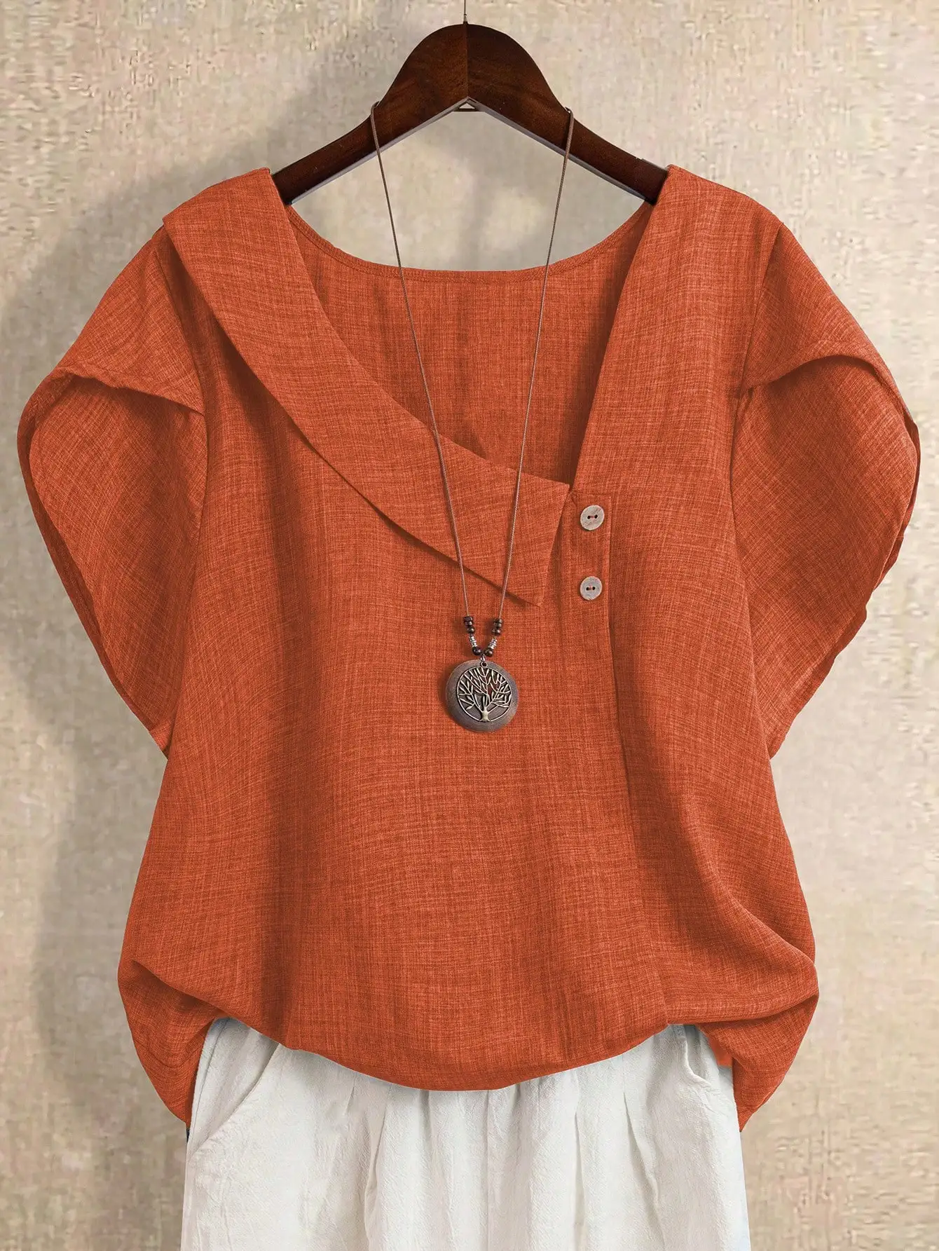 

Однотонная женская повседневная рубашка с короткими рукавами и пуговицами