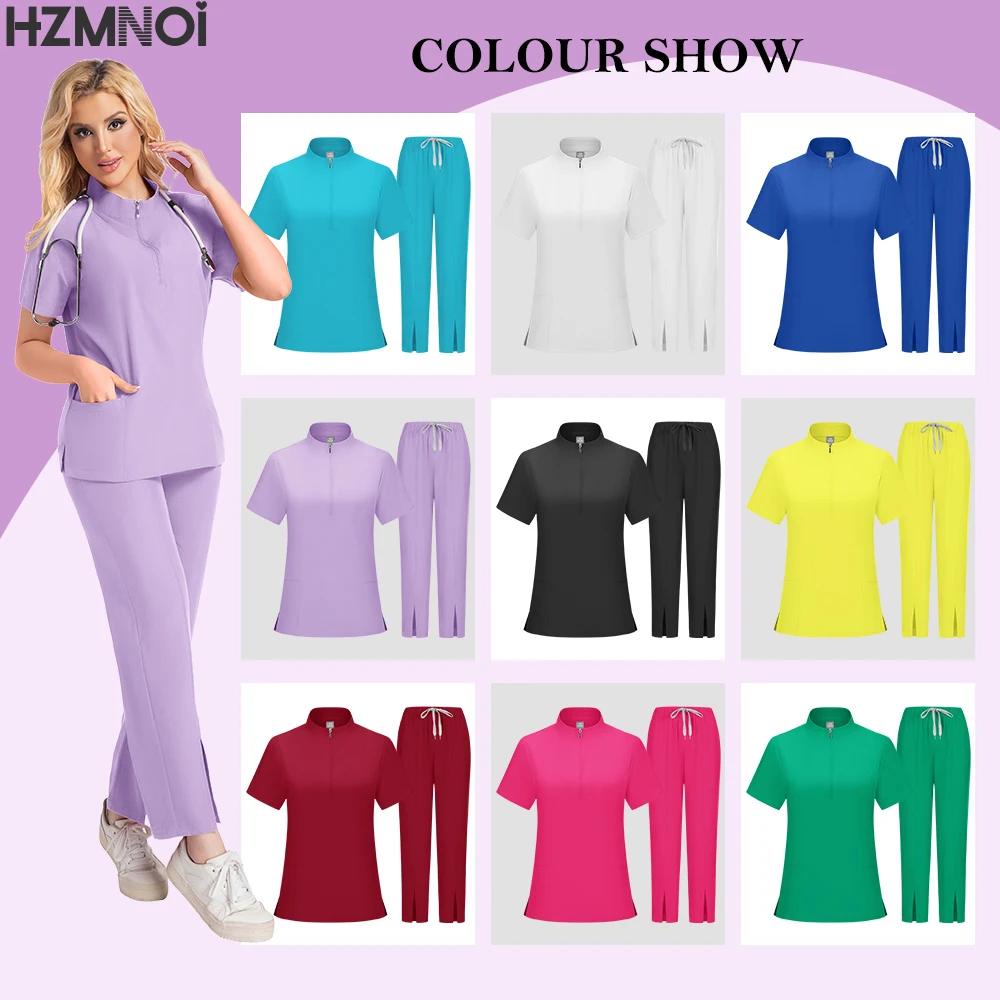 

Summer Thin Elastic Pet Hospital Nursing Home Care Hand Washing Clothes Jogging Clothes Nursing Clothes Women's Set